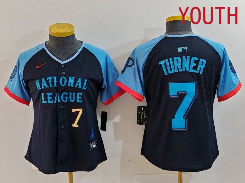 Youth Philadelphia Phillies #7 Turner Blue All star 2024 Nike MLB Jersey style 4->youth mlb jersey->Youth Jersey
